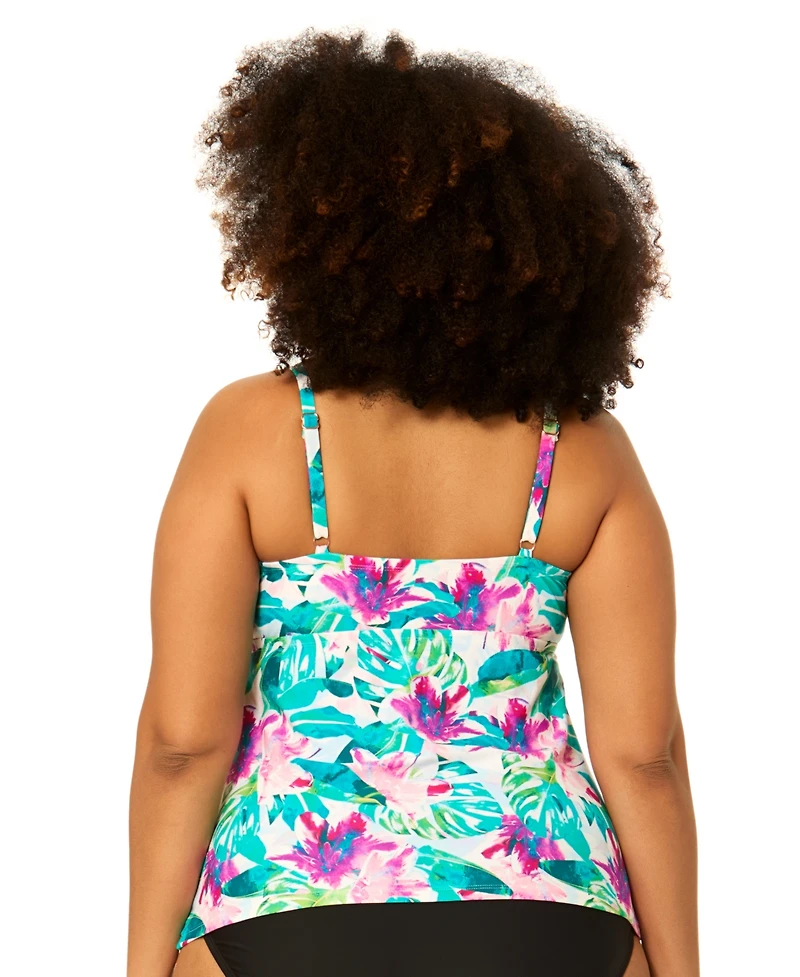 Raisins Curve Plus Underwire Aries Floral Print Swim Tankini Top
