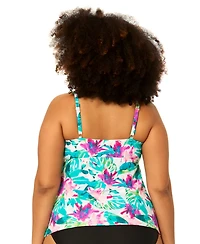 Raisins Curve Plus Underwire Aries Floral Print Swim Tankini Top