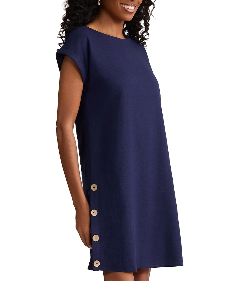 Jones New York Women's Crewneck Linen Mini Dress