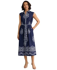 Jones New York Women's Sleeveless Collared Shirt Dress