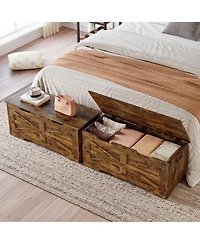 gaomon 39.4" Wooden Toy Chest and Storage Bench with Safety Hinge