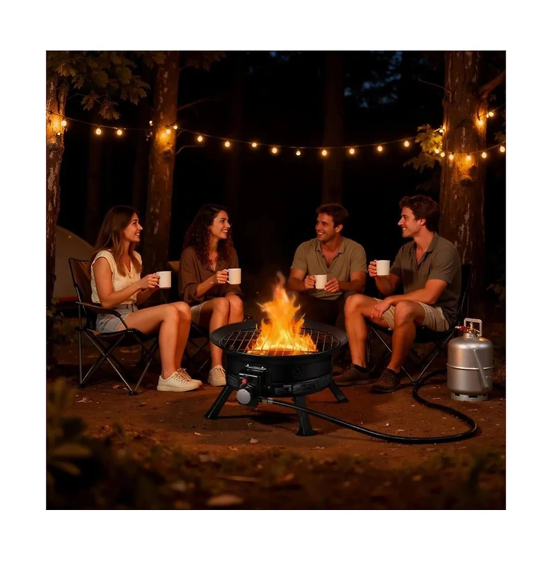 Slickblue 24 Inch Propane Fire Pit 53000 Btu with Grill Grate