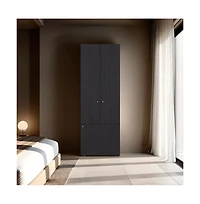 flynama Soham Armoire Extension Duo for Bedroom with 3 Doors 5 Shelves Spacious Storage Organizer