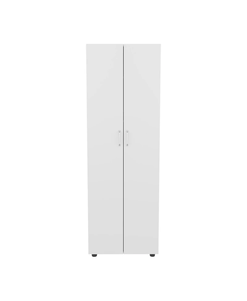 flynama Double Door Armoire with Two Interior Shelves, Hanging Rod and Metal Rack for Bedroom Clothes Storage