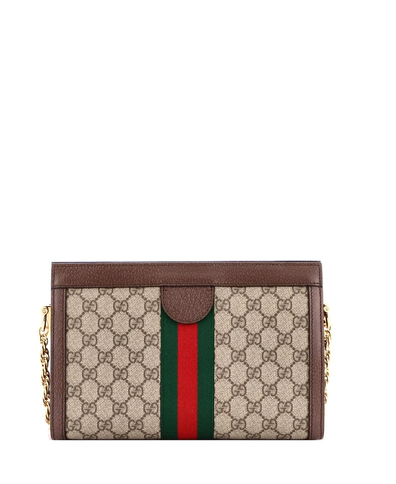 Pre-Owned Gucci Small Ophidia Chain Shoulder Bag Gg Coated Canvas