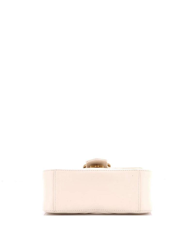 Pre-Owned Gucci Mini Gg Marmont Top Handle Flap Bag Matelasse Leather