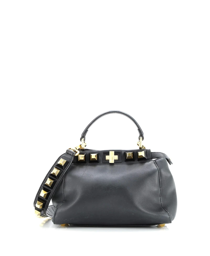 Pre-Owned Fendi Mini Peekaboo Bag Leather with Studded Detail