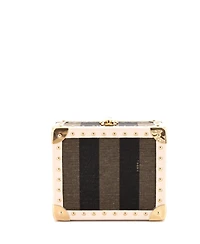 Pre-Owned Fendi Jewelry Trunk Case Pequin Canvas with Leather