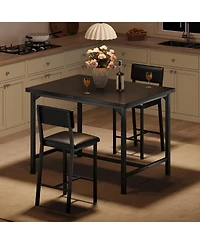 gaomon 3-Piece Counter Height Dining Table Set with 2 Upholstered Bar Stools