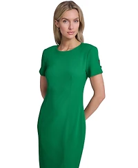 Calvin Klein Petite Short-Sleeve Jewel Neck Midi Sheath Dress
