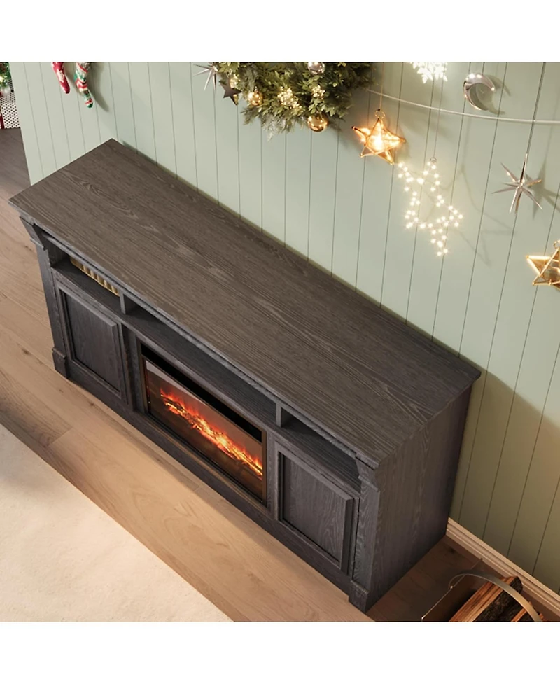 gaomon 68" Farmhouse Tv Stand for TVs up to 75",Entertainment Center with Open Storage Cabinets, Media Console Living