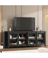 gaomon Tv Stand for 65 Inch with Entertainment Center Storage Cabinet,4 Sliding Glass Doors, Mid Century Modern Media Console, Living Room and Bedroom
