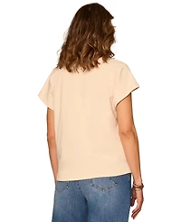 Democracy Petite Embroidered Crewneck Boyfriend T-Shirt