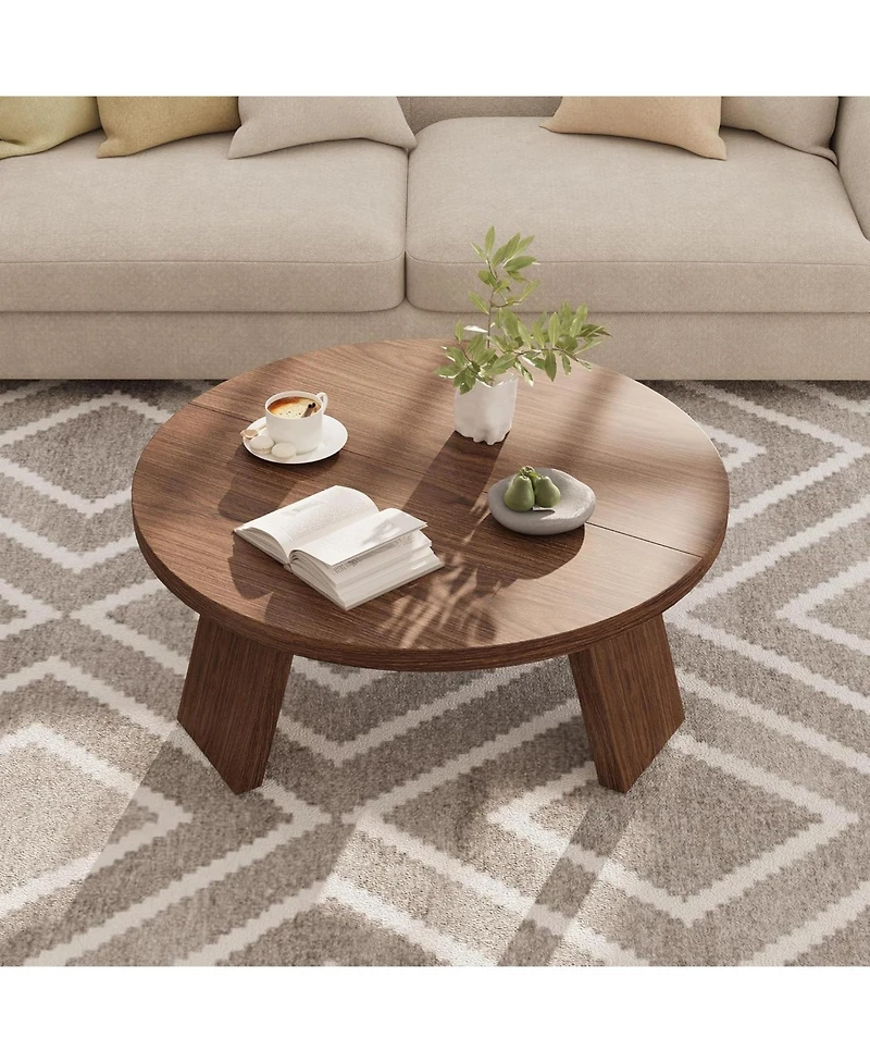 gaomon 335" Round Coffee Table, Modern Circle Center Table with Inclined Legs, Accent Cocktail Tables for Living Room, Bedroom, Easy Assembly
