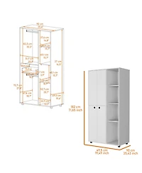 flynama Bethel Armoire Closet with 1 Drawer 2 Hanging Rods Storage Cabinets