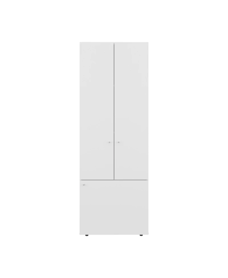 flynama Tolleson 3-Door Tall Wardrobe Armoire 4 Shelves Hanging Rod Freestanding Storage