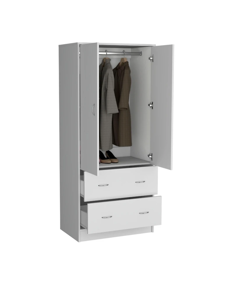 flynama Taly 2Doors 2Drawers Armoire 70.9inch High Laminated Particle Board Bedroom Storage Cabinet Organizer