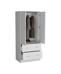 flynama Taly 2Doors 2Drawers Armoire 70.9inch High Laminated Particle Board Bedroom Storage Cabinet Organizer