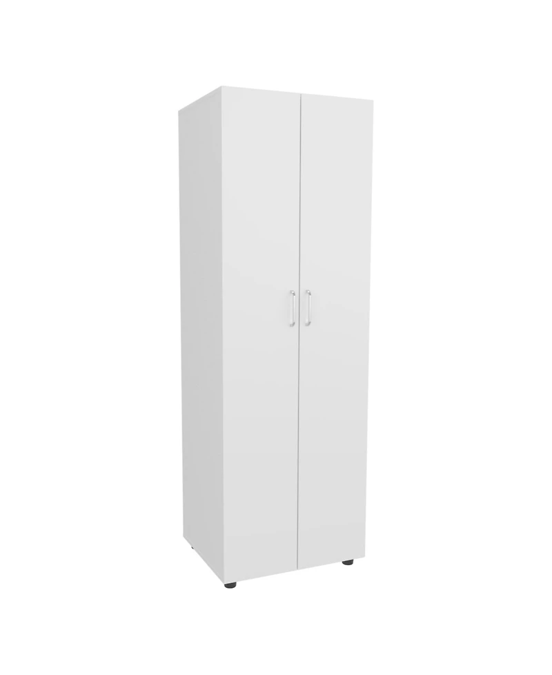 flynama Armoire with Double Door Two Interior Shelves Metal Rod and Easy Assembly for Bedroom Storage Organizer