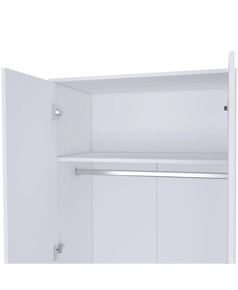 flynama Rio Double Door Armoire One Cabinet Hidden Drawer 71 Inch High Bedroom Storage Organizer with Hanging Rod