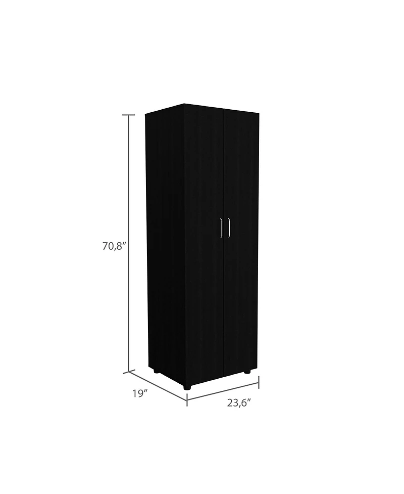 flynama Armoire Organizer 70.8 Inch High with Two Shelves Hanging Rod and Double Door Cabinet