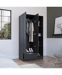 flynama Armoire 71 Inch High with 1 Drawer 4 Tier Open Shelves and 2 Doors