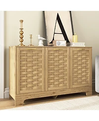 flynama Modern 5 Drawer Dresser Solid Wood Cabinet with Metal Handles for Bedroom Home Office Hallway