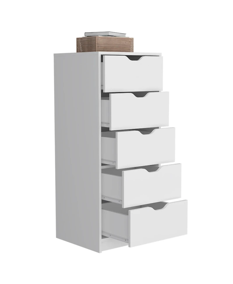 flynama White 5-Drawer Tall Dresser with Pull-Out Storage System