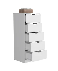 flynama White 5-Drawer Tall Dresser with Pull-Out Storage System