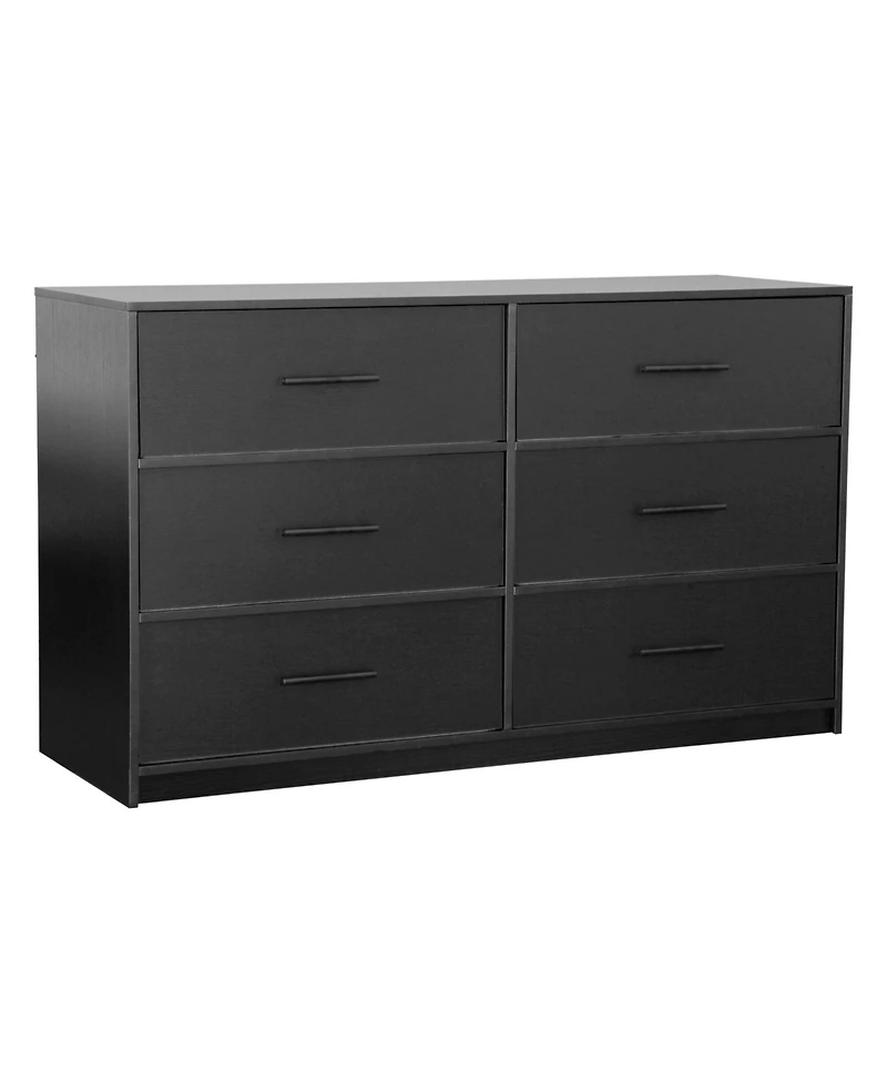 flynama Modern 6 Drawer Dresser Engineered Wood Cabinet Handle Free for Bedroom Living Room Closet