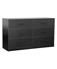 flynama Modern 6 Drawer Dresser Engineered Wood Cabinet Handle Free for Bedroom Living Room Closet