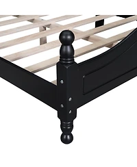 flynama Retro Wood Platform Bed Pine Mdf Plywood 10 Slats No Box Spring