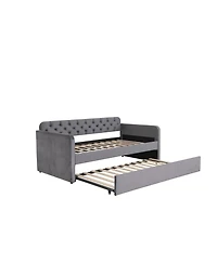 flynama Upholstered Daybed With Trundle And Usb Charging Dark No Box Spring