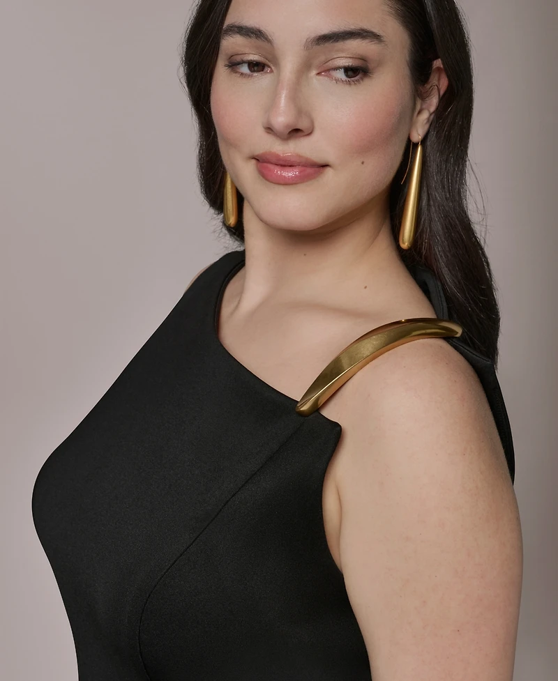 Donna Karan New York Plus One-Shoulder Midi Dress