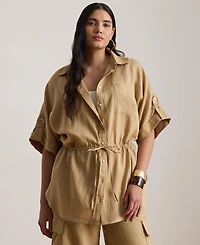 Lauren Ralph Plus Roll-Tab Sleeve Tunic
