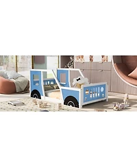 flynama Classic Car Shaped Platform Bed Wheels Pine Wood Mdf Frame