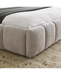 flynama Grounded Upholstered Bed Thick Chenille Fabric Solid Mdf Frame