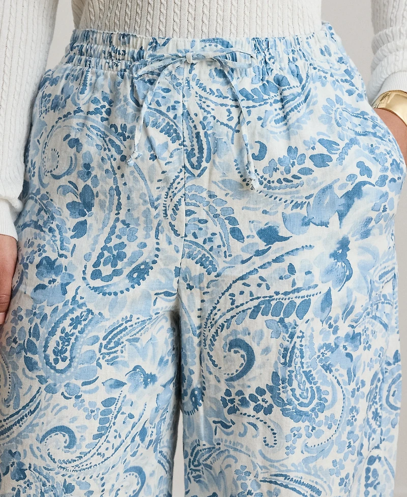 Lauren Ralph Plus Paisley Wide-Leg Pant