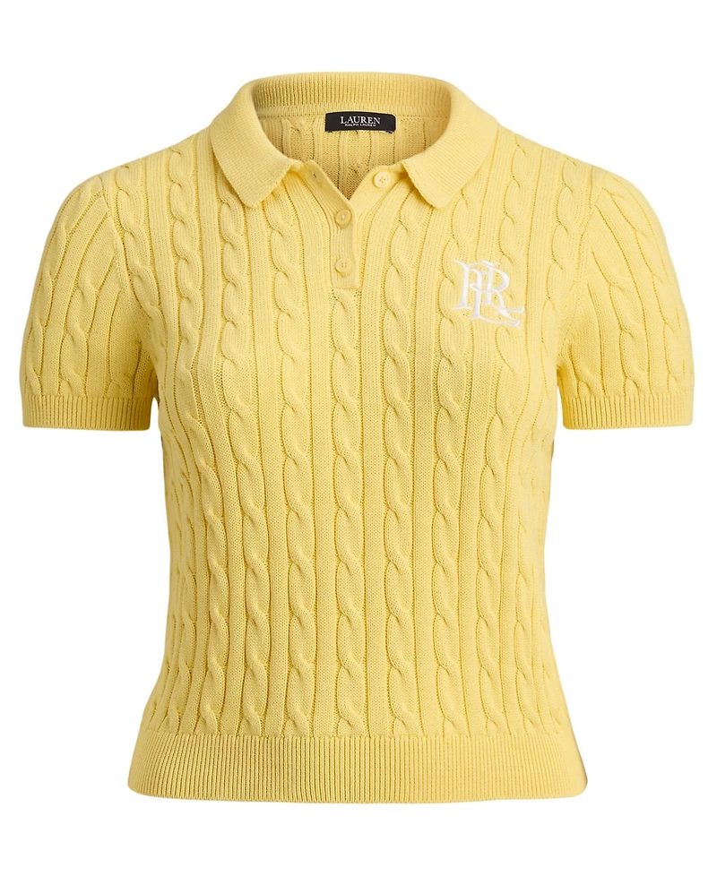 Lauren Ralph Lauren Plus Size Cable-Knit Cotton Polo Sweater
