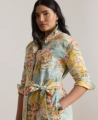 Lauren Ralph Plus Floral Linen Shirtdress