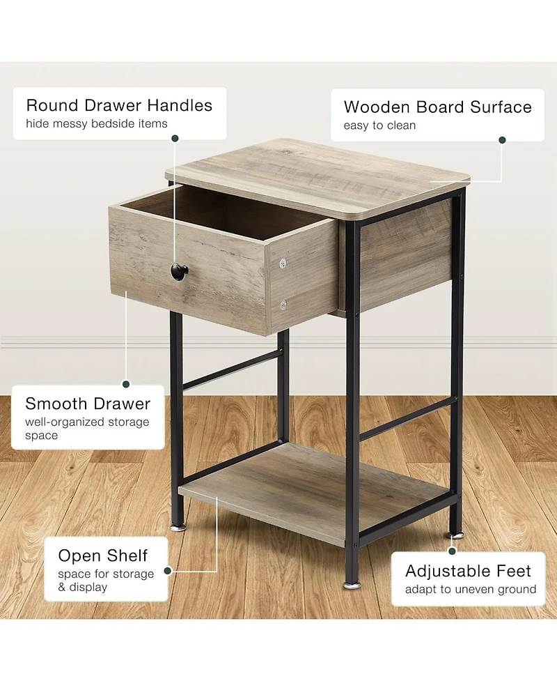 gaomon Nightstand with Drawer and Shelf Wood End Table Side Table Beside Table Nightstands for Bedroom Living Room College Dorm
