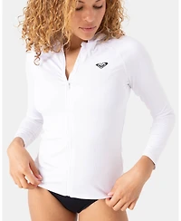 Roxy Juniors' New Essentials Chest-Logo Hooded Rashguard