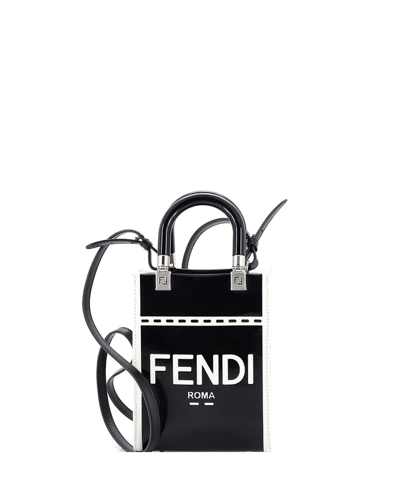 Pre-Owned Fendi Mini Sunshine Shopper Tote Patent and Canvas