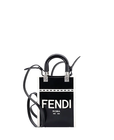 Pre-Owned Fendi Mini Sunshine Shopper Tote Patent and Canvas