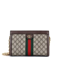Pre-Owned Gucci Small Ophidia Chain Shoulder Bag Gg Coated Canvas