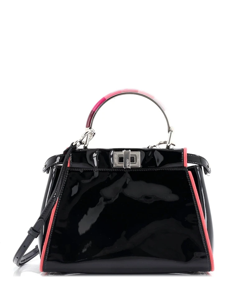 Pre-Owned Fendi Mini Resin Handle Peekaboo Bag Patent