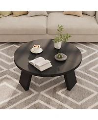 gaomon 335" Round Coffee Table, Modern Circle Center Table with Inclined Legs, Accent Cocktail Tables for Living Room, Bedroom, Easy Assembly