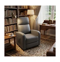 gaomon Recliner Chair Leather Adjustable Ergonomic Push Back Single Sofa with Side Pocket for Living Room