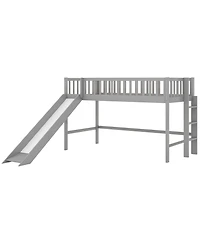 flynama Low Loft Bed With Ladder And Slide Pine Wood Mdf Construction