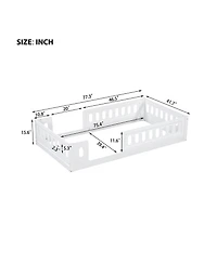 flynama Twin Size Wood Platform Bed Guardrail